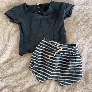 GUC. Gray Label  blue-grey shorts and tee set. 6-9month